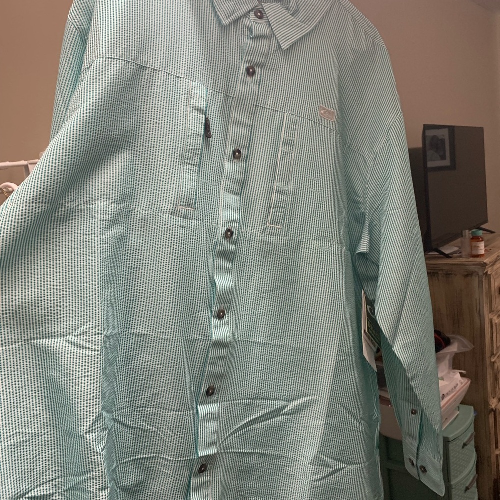 Drake Teal Striped Shirt